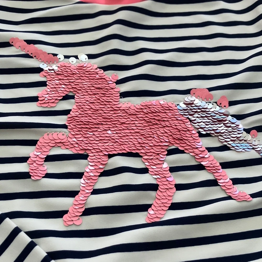 OshKosh B'gosh Pink Unicorn and Navy Striped Top size 5 plus Unicorn t-shirt‎